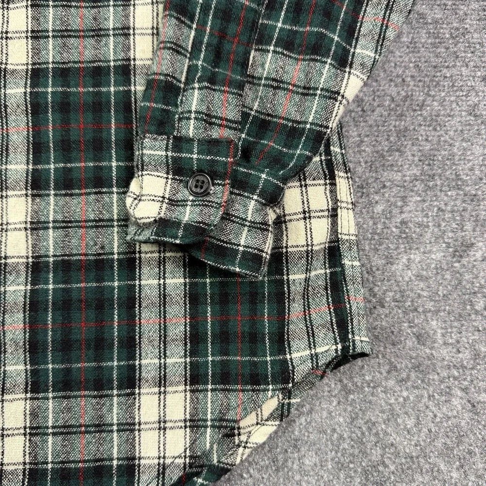 Vintage Amana Woolen Mills Flannel Shirt Mens M Green Plaid 50s 60s Outdoor Work